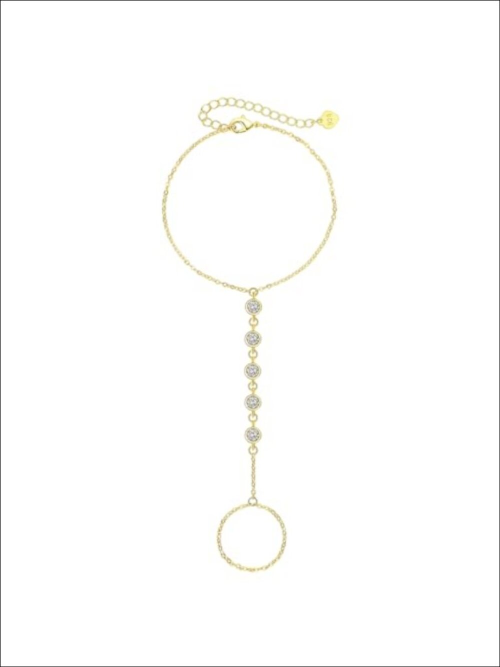 14K Gold Plated CZ Hand Chain Bracelet Adjustable 6-8 Inches Women Jewelry